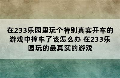 在233乐园里玩个特别真实开车的游戏中撞车了该怎么办 在233乐园玩的最真实的游戏